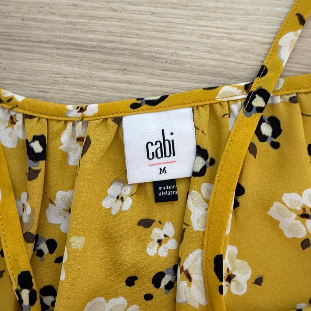 CAbi 5735 Couple Cami Tank Top Yellow Floral Leopard Print Blouse Size Medium - Picture 4 of 5